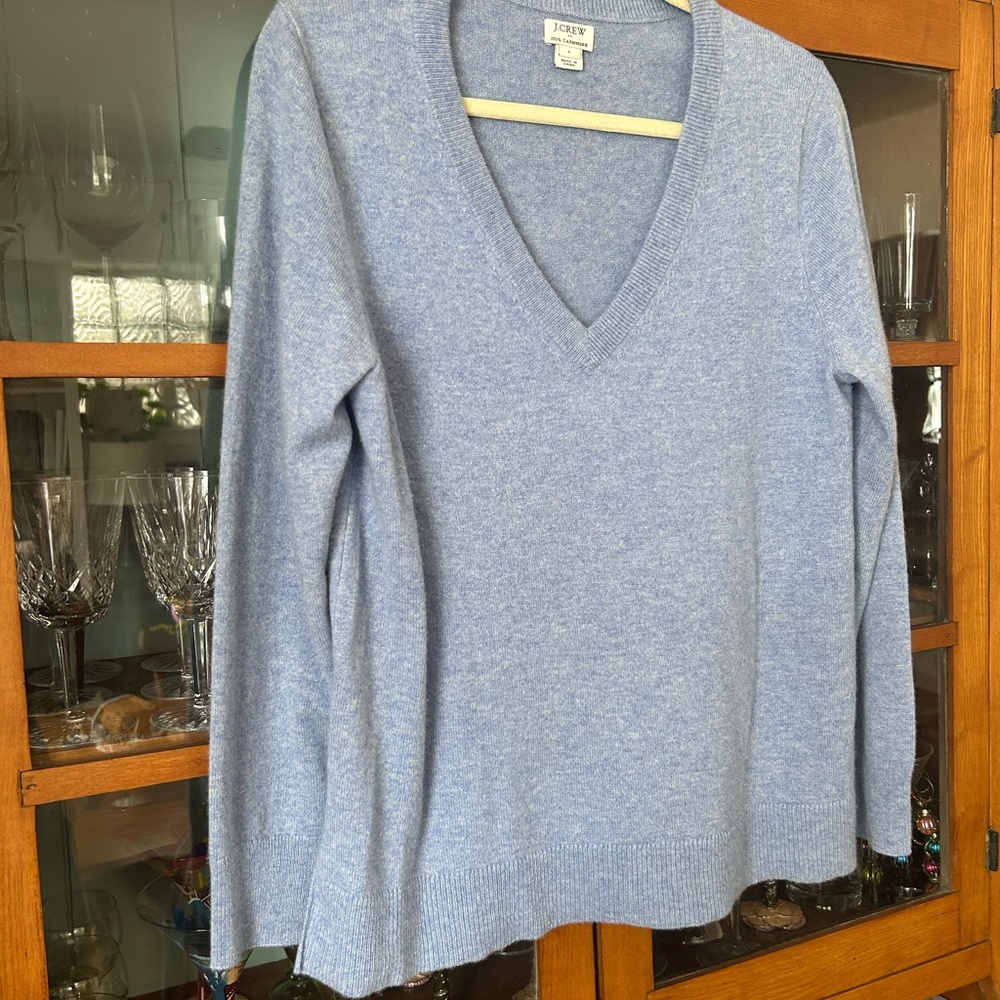 J. Crew Soft Blue Cashmere Sweater